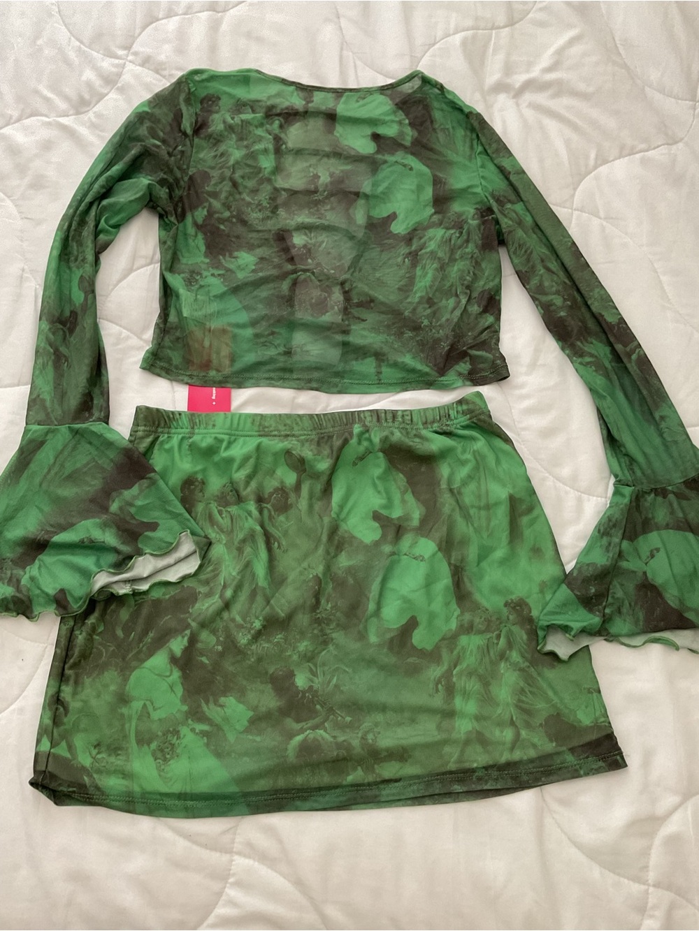 Green Marble Mesh Two-Piece  Set